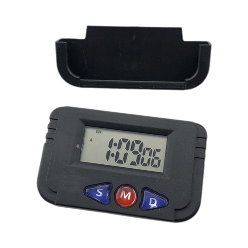 Digital LCD Car Clock Black Car Tablet Clock Includes Manual Multipurpose Travel Clock With Stand Double Sided Adhesive