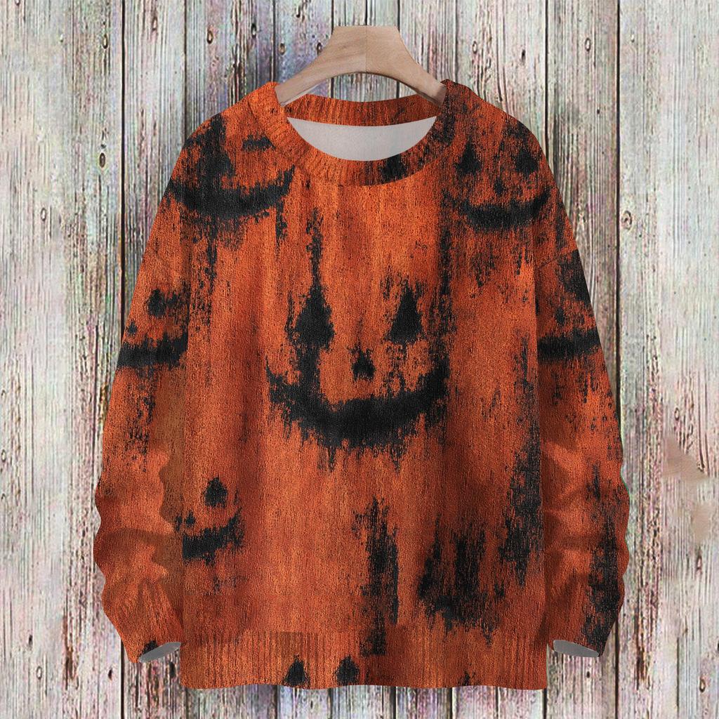 Ladies' Fashionable Casual Long Sleeved Christmas Printed Round Neck Knitted Yarn