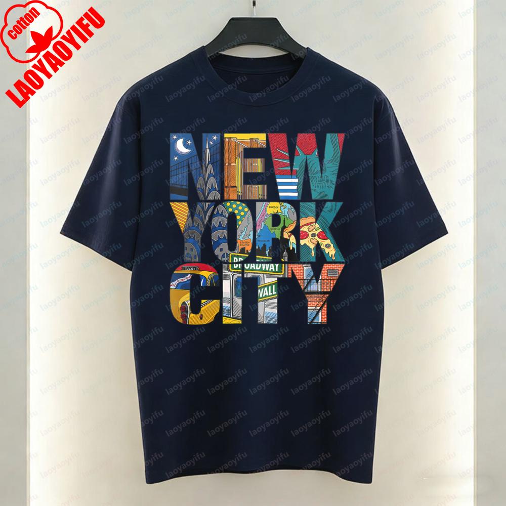 New York City Unisex TShirt Retro Pop Art Graphic Tops Holiday Party Travel Casual Cotton Tee Fashion Streetwear for Women Unisex