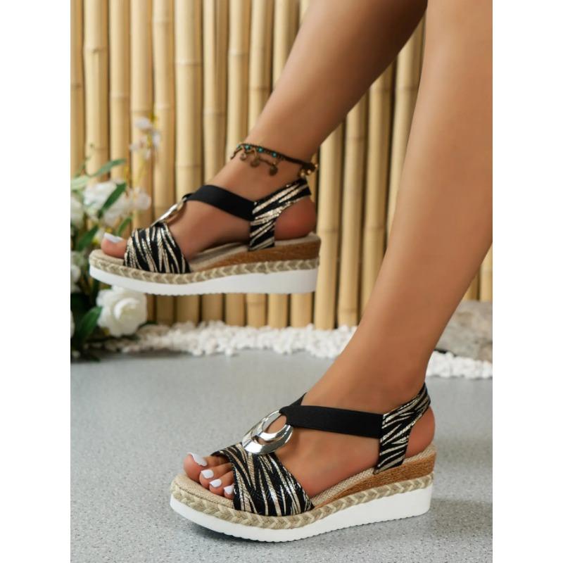 

Новые y-образные сандалии с подошвой light, женские сандалии на танкетке, летние сандалии из пеньковой веревки, черные 43