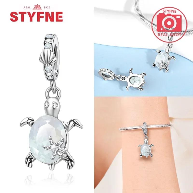 Women Bracelet Diy Fine Jewelry Gifts Original Charms Beads Copper Ocean Series Blue Turtle Starfish Shell Pendants