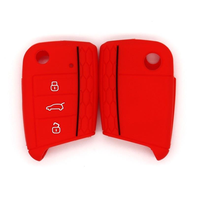 

High-quality shockproof key cover, suitable for Volkswagen old-style Golf, side elastic folding silicone honeycomb key cover красный
