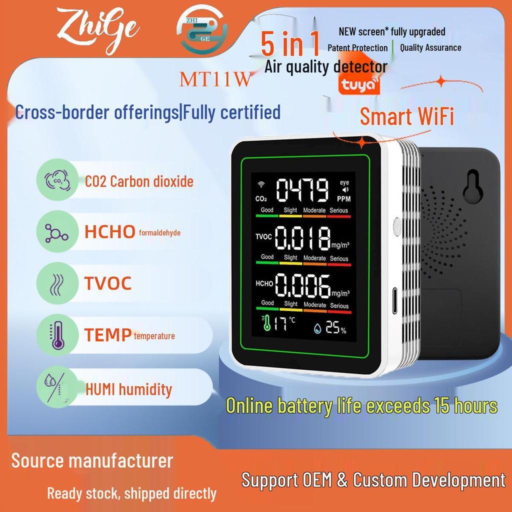 Cross-border Graffiti Air Model: 5-in-1 WiFi Detector for CO2, TVOC, Temperature, Humidity, and Formaldehyde