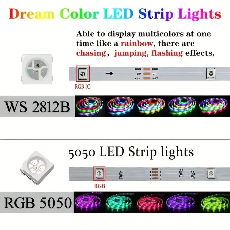 WS2812B RGBIC 5050RGB LED-Streifenlicht App-Steuerung Lauflichteffekte Flexibles Band Diodenband TV-Hintergrundbeleuchtung Raumdekoration