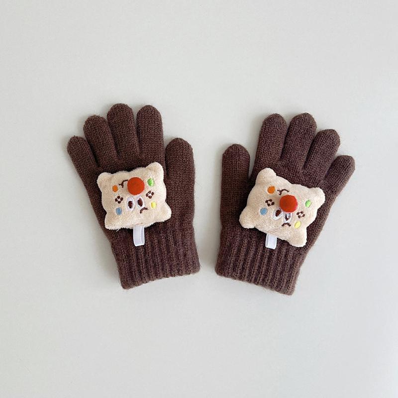 Cute Cartoon Baby Gloves Winter Warm Knitted Mittens for Toddler Kawaii Solid Color Kids Boys Girls Five Finger Gloves