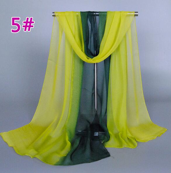 Lady Fashion Voile Girls Scarves Chiffon Scarf Women High Quality Gradual Color Women Silk Scarf  Popular Scarves Wrap shawl