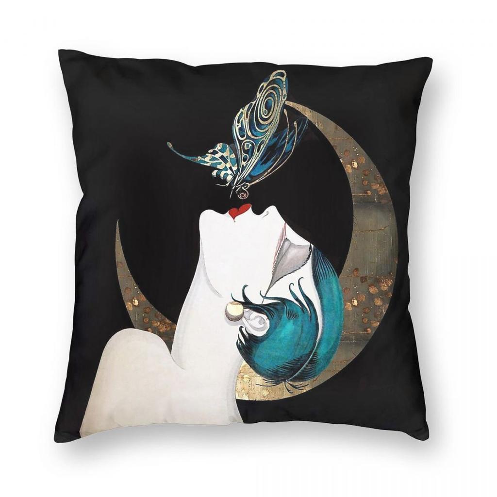 Butterfly Kiss French Flapper Pillowcase Polyester Linen Velvet Pattern Zip Decorative Pillow Case Room Cushion Case