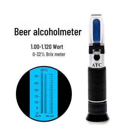 Refratômetro de Escala Dupla 0-32% Brix para Açúcar e Mosto de Cerveja