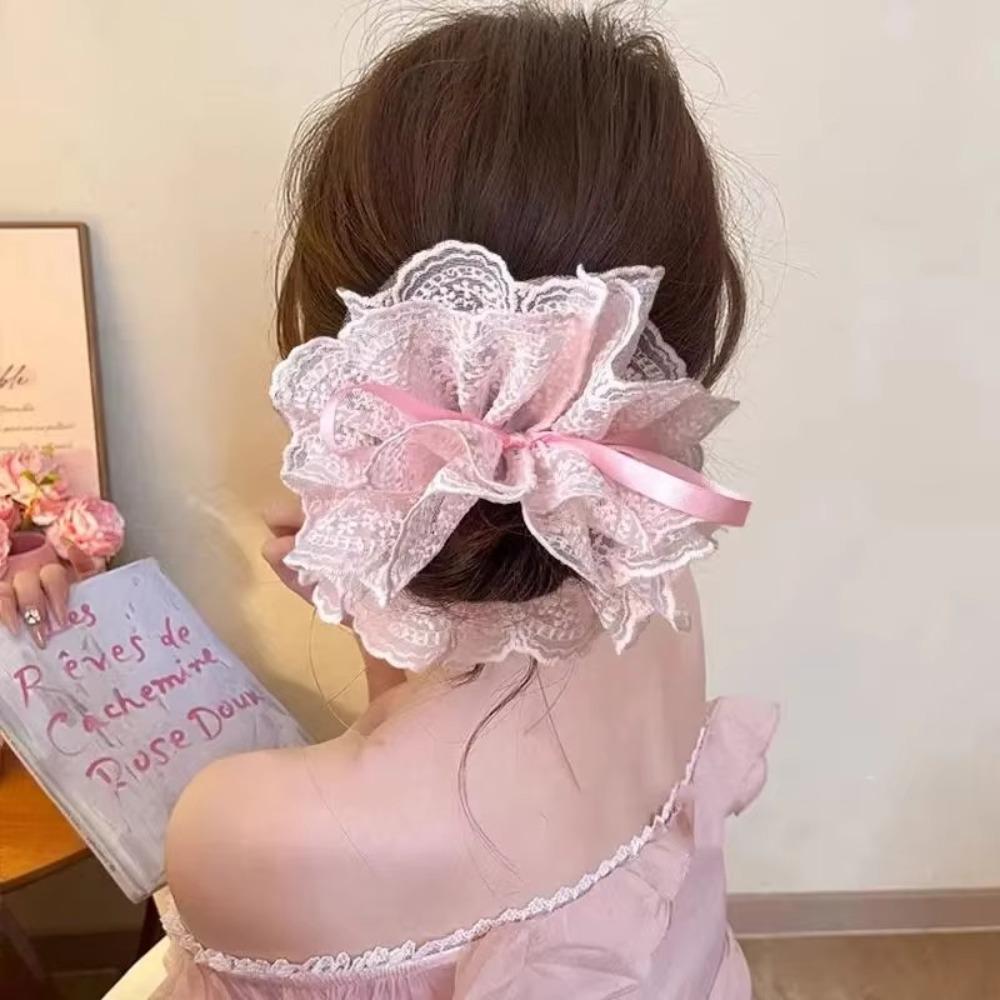 Multi-Layer Hair Bands Lace Trim Ponytail Holder Sweet Hair Ties  Girls