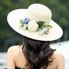 Bucket hat flat edge straw hat women's vacation visor flower top hat sun hat