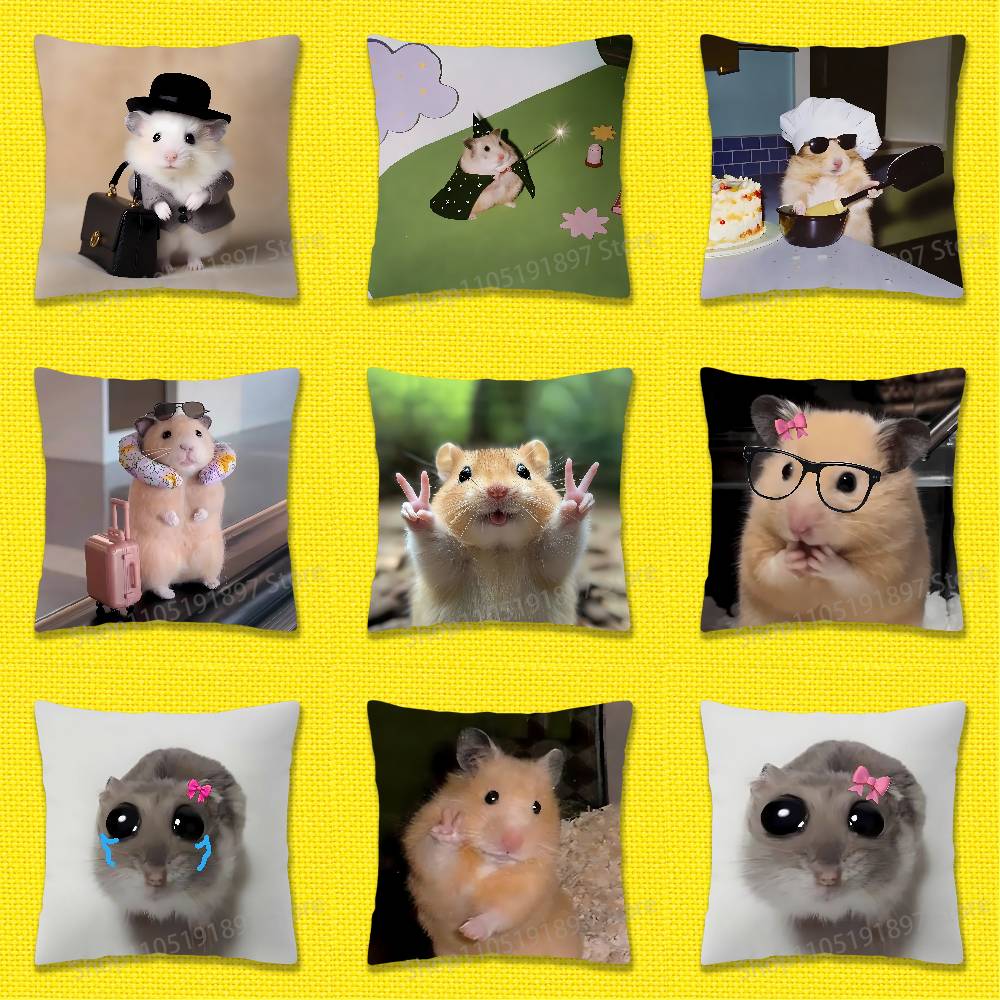 Funny Sad Hamster Meme Throw Pillow Case For Square Bedroom Pillowcase Cover