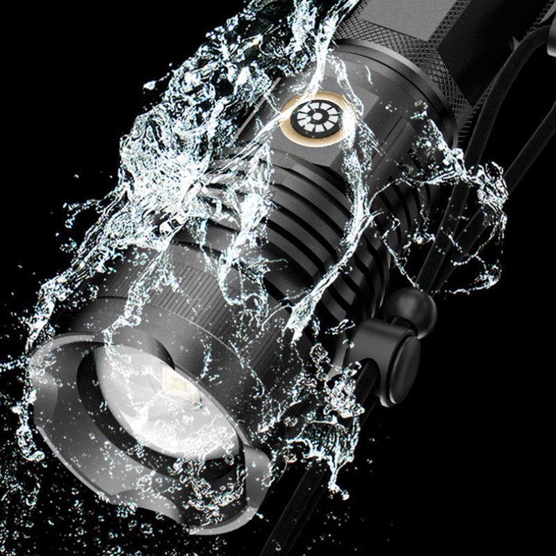 Strong Light Flashlight Telescopic Zoom Aluminum Alloy Flashlight TYPE-C Fast Charging Far Spot Outdoor Searchlight