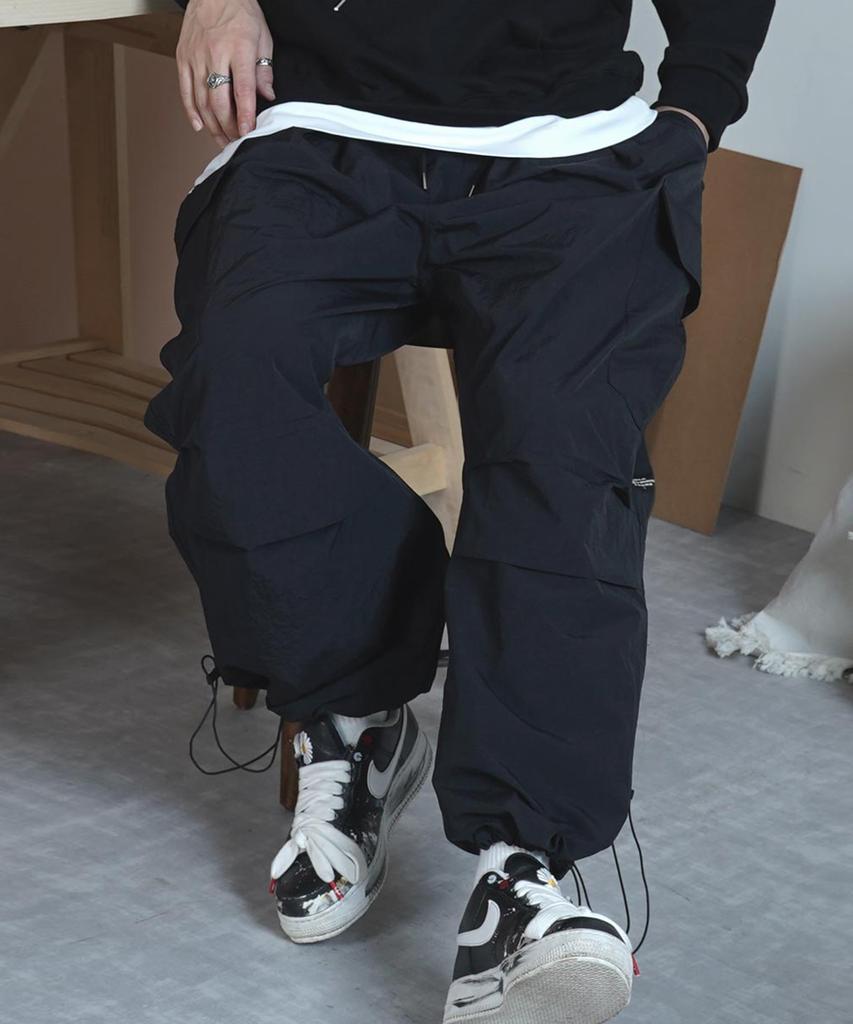 Deomail Ml Nylon Wide Balloon String Pants [Black]