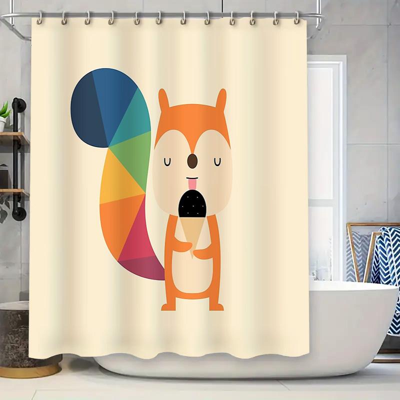 

Cute Forest Animals Shower Curtain Woodland Fox Deer Rabbit Bathroom Decor Set Waterproof Vintage Farmhouse Style Home W60H190(CM)-1 Pcs
