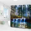 Enchanting Forest Waterfall Shower Curtain -Polyester, Machine Washable with Hooks Included - Perfect for Bathroom Decor