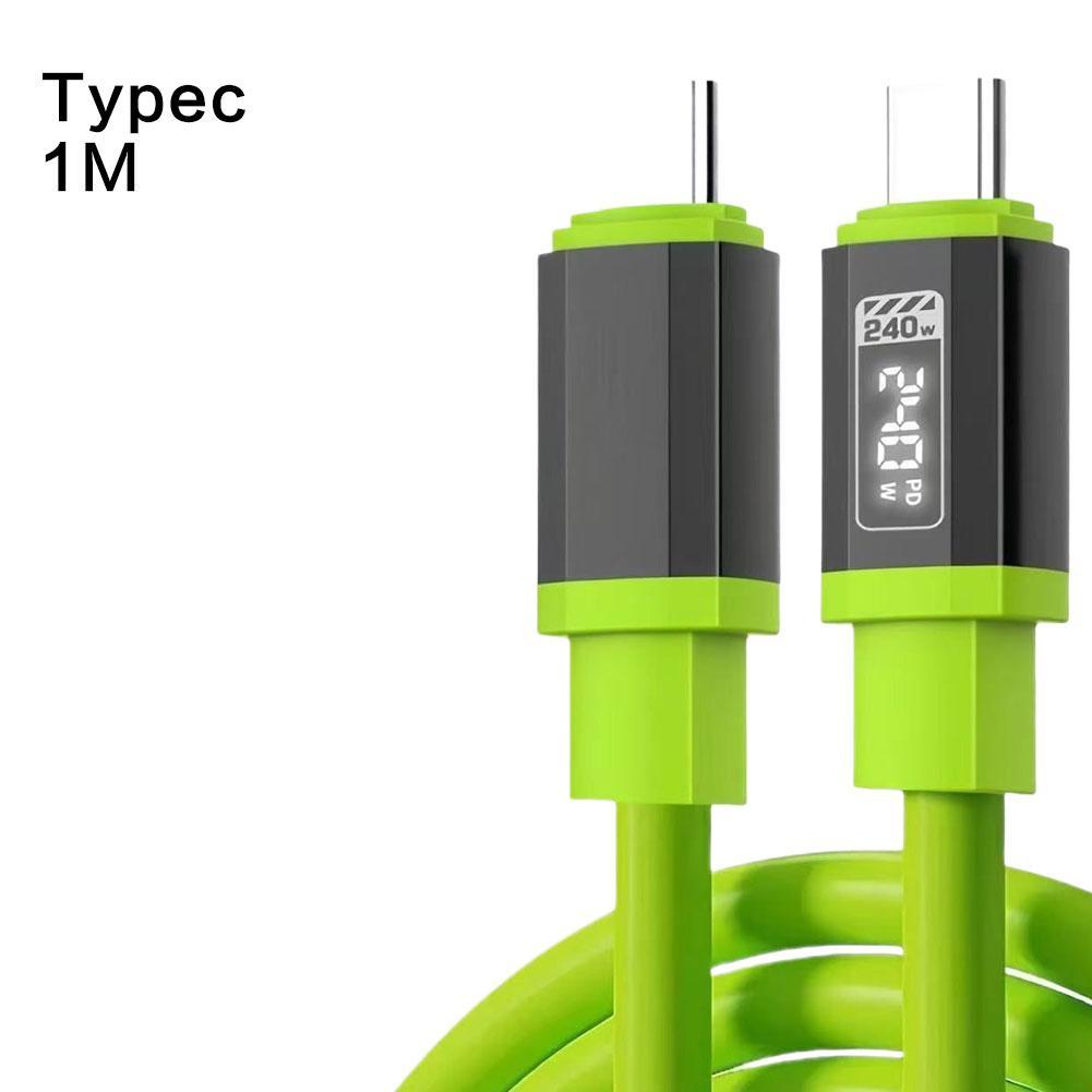

2M 240W Thick Liquid Silicone Data Cable Smart Flash Charging High Power Fast Charging USB Type-C Mobile Phone Charging Cable A