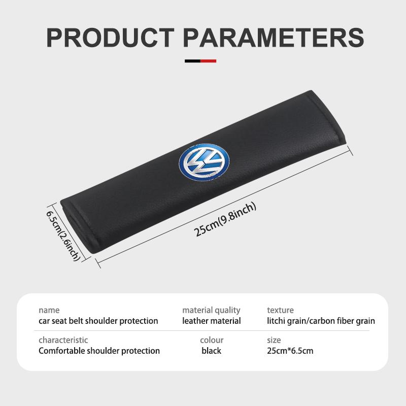 BIG1 For Volkswagen VW 2pcs Car Seat Belt Shoulder Protector Litchi Grain Fatigue Relief Pad Polo Jetta Sagitar Magotan Passat B5 B6