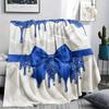 1Pc Gorgeous Bow Print Flannel Blanket, High quality Comfortable for All Seasons, Home Decor, Warmth and Comfort, Perfect for Christmas Gifts W42