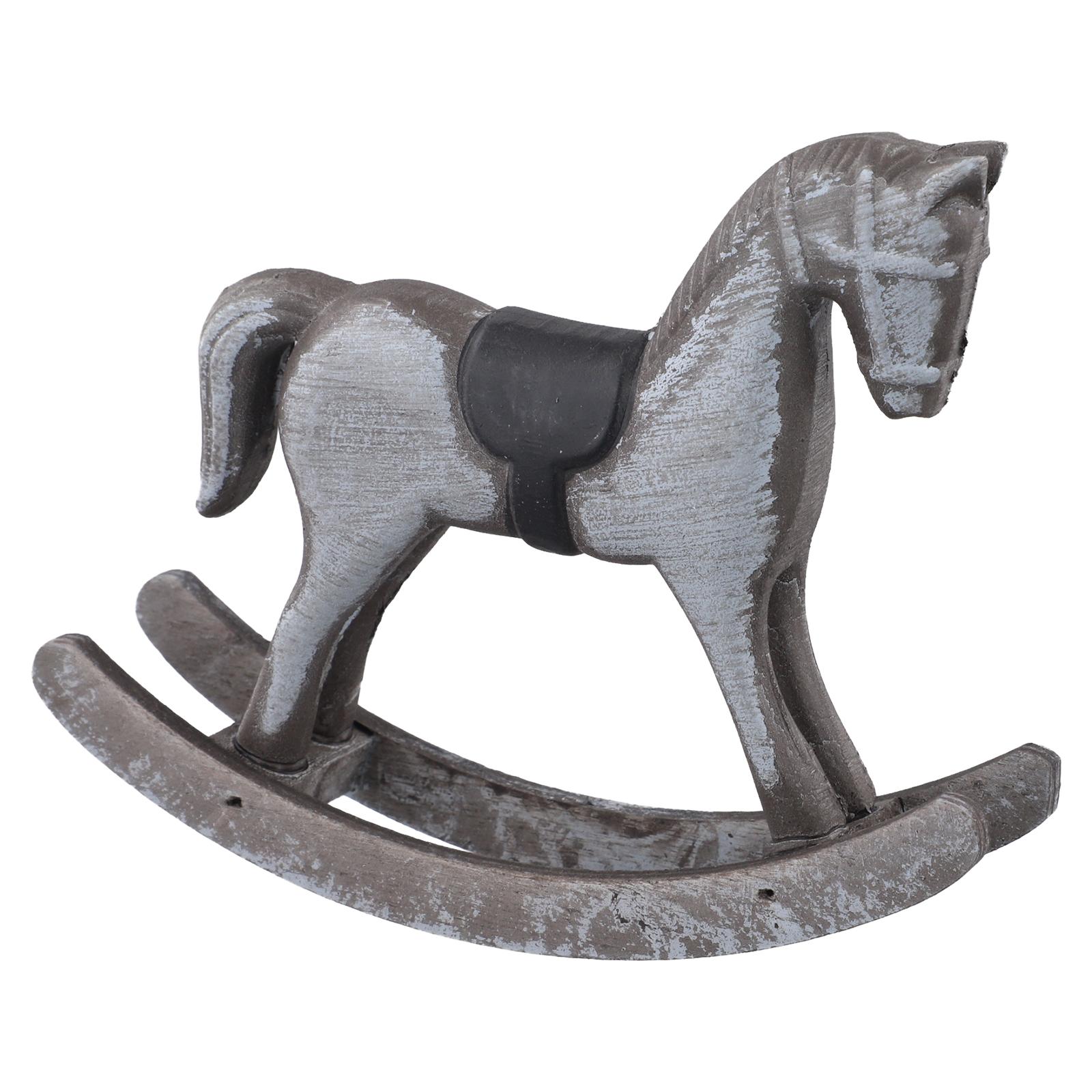 

Nordic Retro Wooden Rocking Horse Decor Miniature Art Adornment Rocking Horse Decor Ornament Home Decoration серый