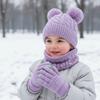 Thickened Baby Hat Scarf Gloves Set Warm Ears Kids Hat Set Fashion Toddler Knitted Hats  Girls