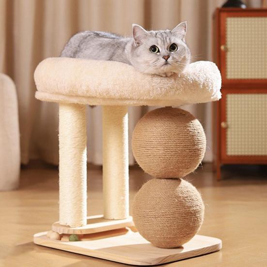 Cat Tree Tower with Plush Cat Bed Sisal Scratching Posts Balls Interactive Ball Track Multi-functional Cat Furniture for Indoor Cats Play And Rest