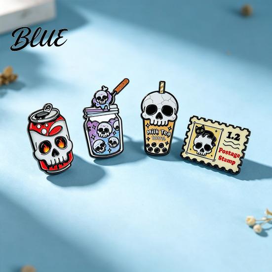 Enamel Accessory Halloween Badge Dark Gothic Style Skull Patten Milk