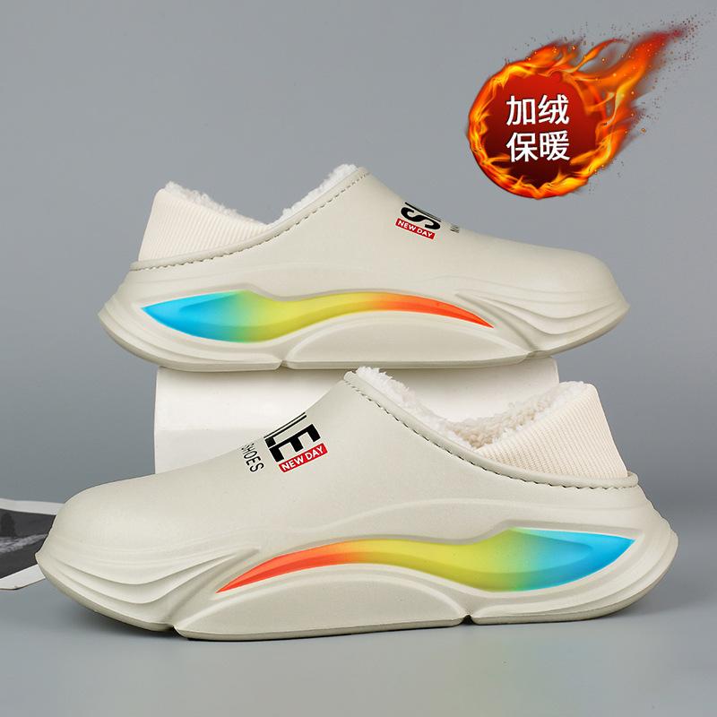 

2024 winter thick-soled velvet cotton shoes couple style home lightweight waterproof thick-soled bag head can be worn outside cotton shoes men s shoes 44/45