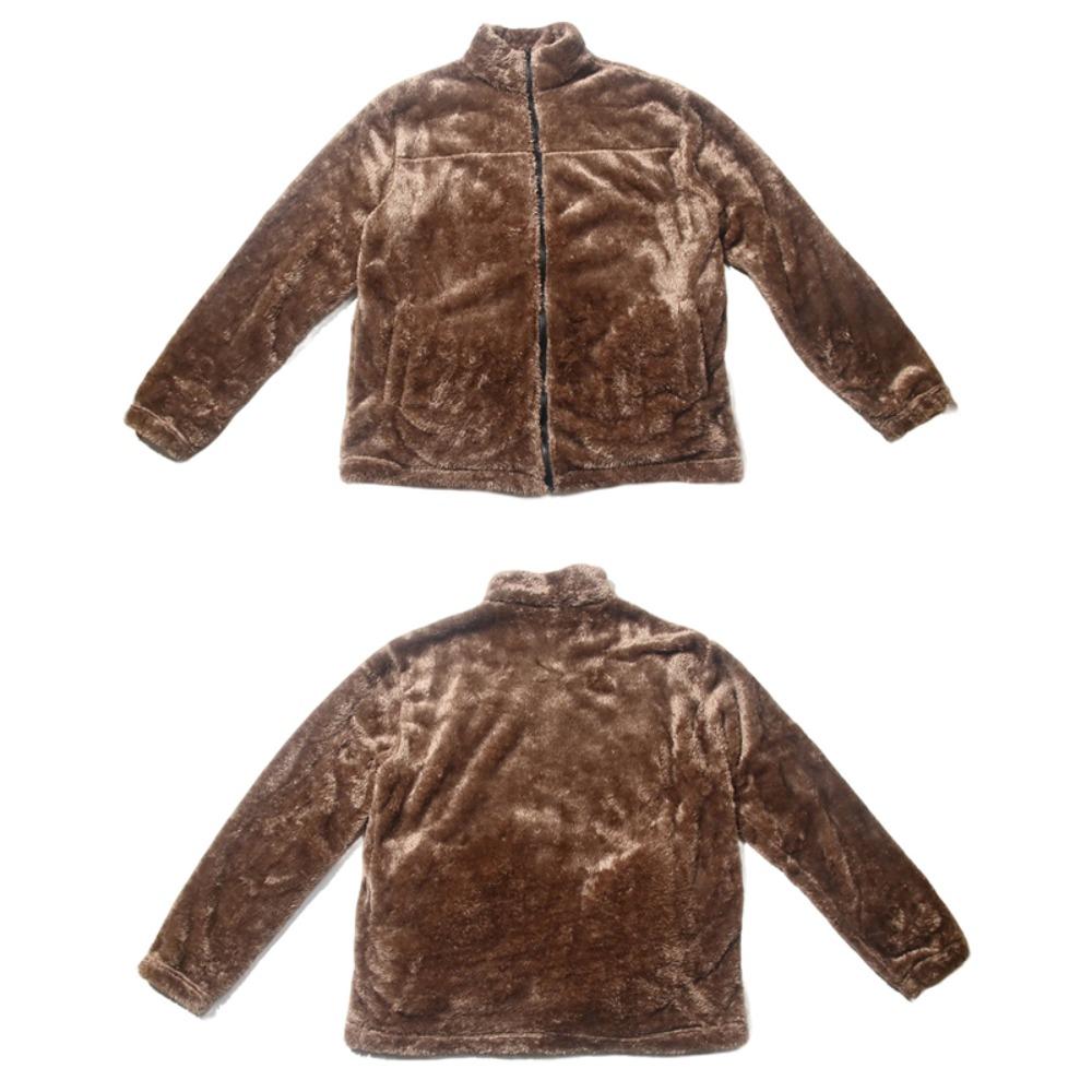 Herren Polarfleecejacke für Winter Einfarbig Stehkragen Langarm Reißverschlussfliege Mantel Lockere Passform Herren Oberbekleidung mit Taschen