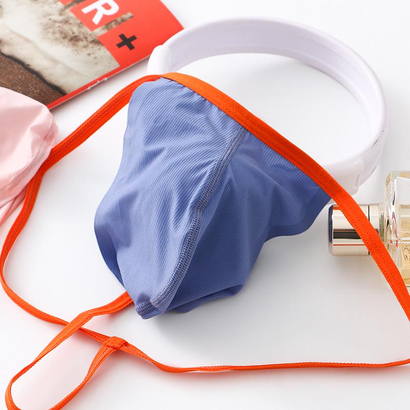 Herren Low-Rise Ice Silk Tanga mit dünnen Trägern und U-förmigem Beutel