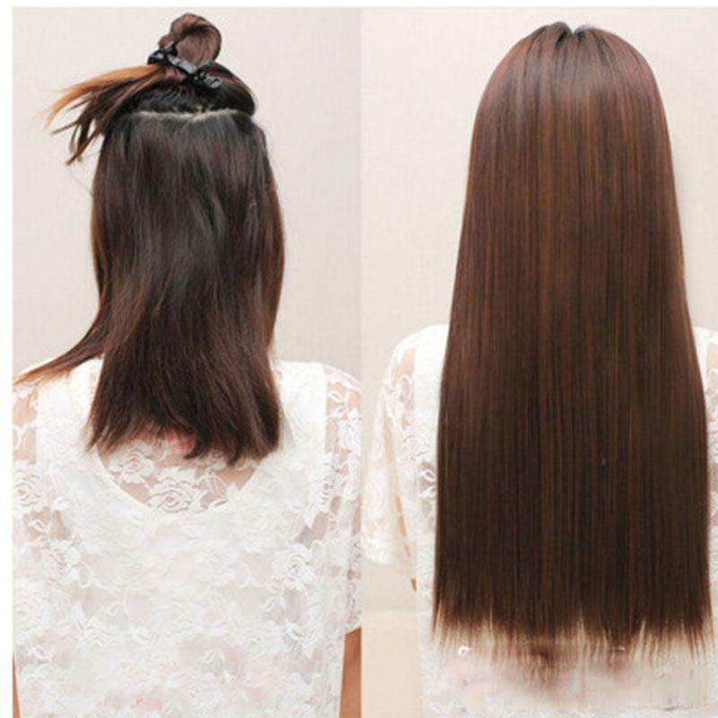 Premium Quality Women Long Straight Hair One Piece Clips In Hair Extensions Full Head Top