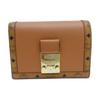 Visetos Dreifach-Portemonnaie, Kartenhalter aus Cognac-Leder mit goldenem MCM-Logo-Schloss, für den täglichen Gebrauch und Reisen MYSDSXT02CO001