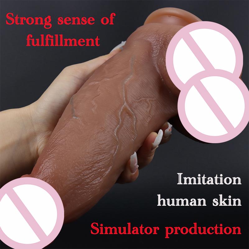 Thick Big Two Colors Dildo Realistic Ve Soft Silicone Flesh Penis Woman Man Anal Sex Toys Suction Cup Dick Masturbators Cock