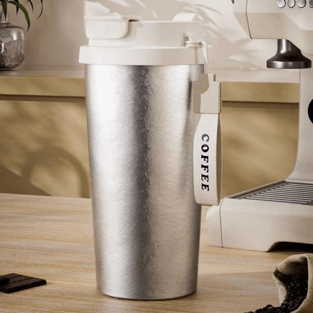 Portable Coffee Cup Pure Titanium Water Bottle Light Luxury Thermos Cup  Outdoor