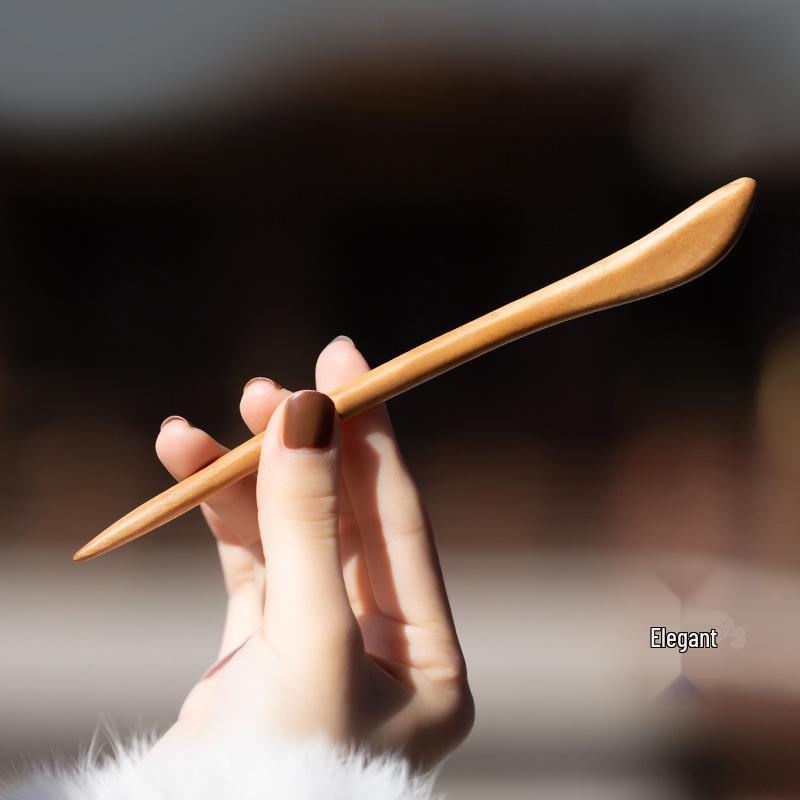 Peach Wood Ancient Style Hairpin for Qipao and Hanfu Headwear