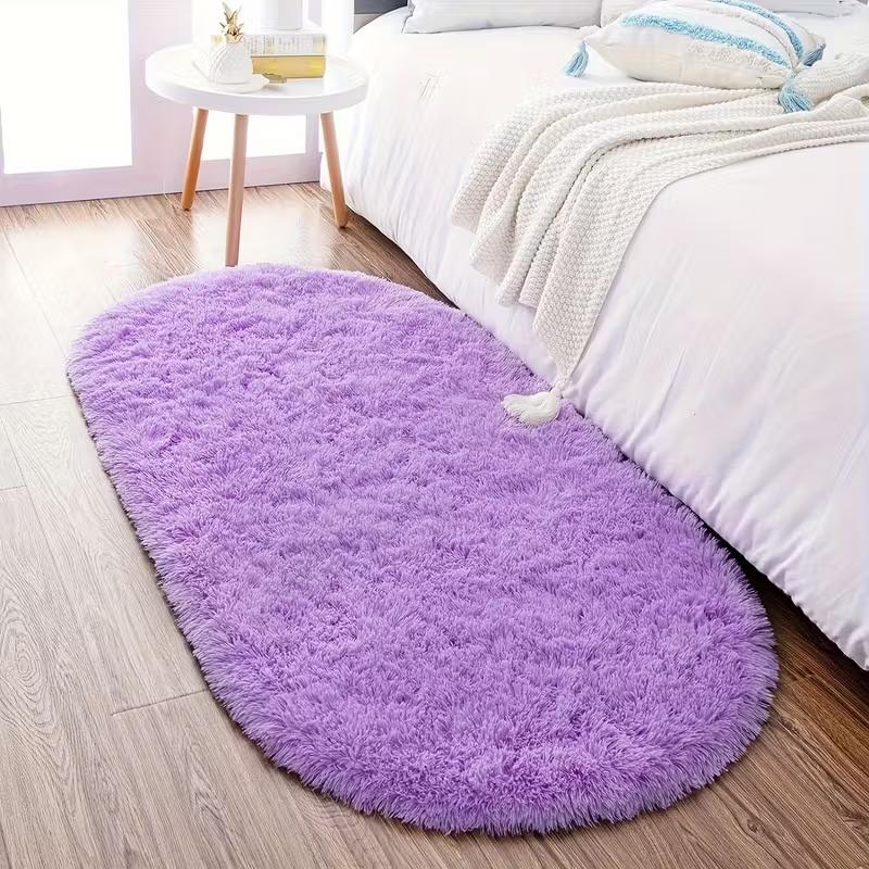 Tie-Dye Oval Long Plush Carpet Living Room Sofa Coffee Table Mat Soft Children's Bedroom Bedside Rug Home Decor
