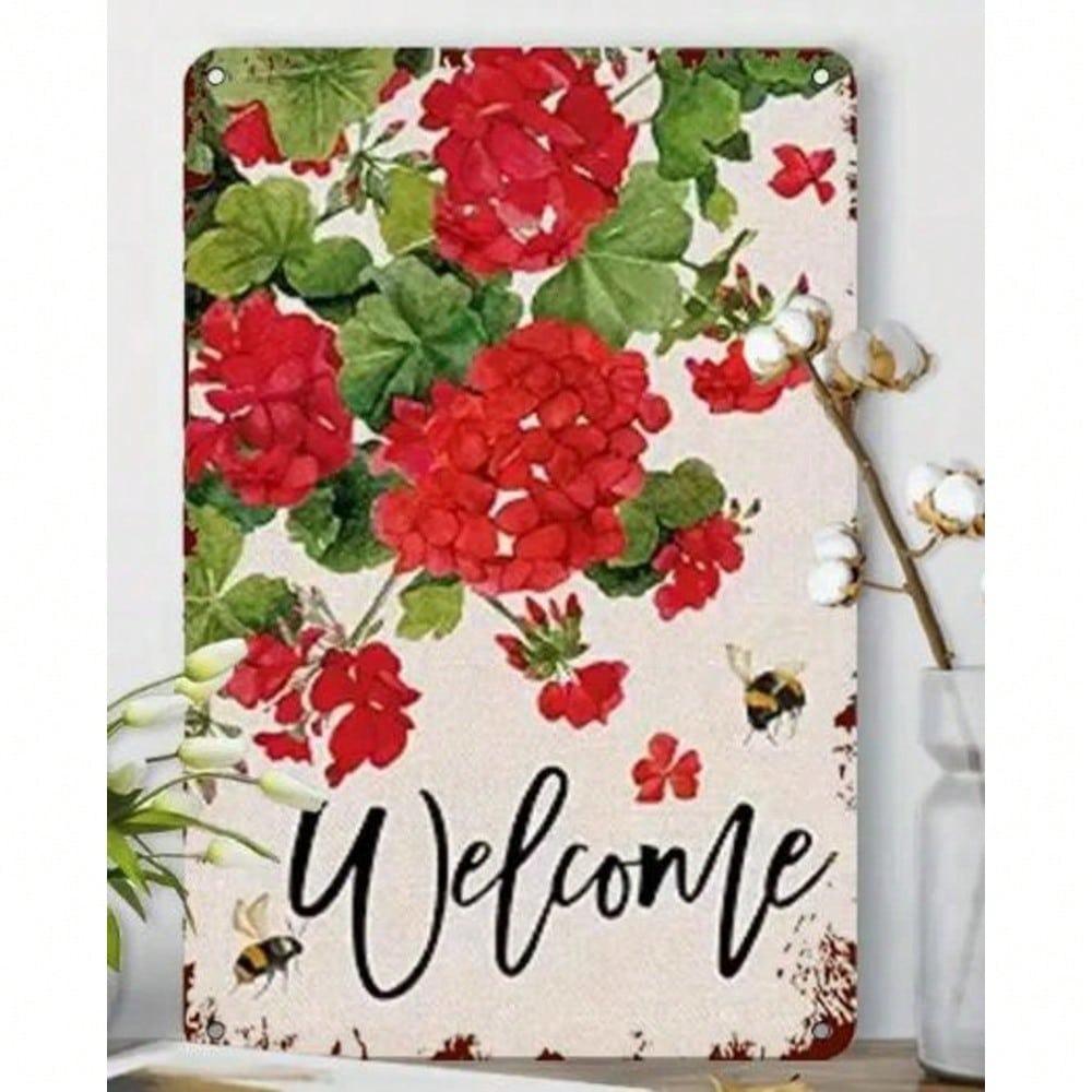 Vintage Flowers Garden Metal Tin Sign Wall Art Decor Rustic Farmhouse