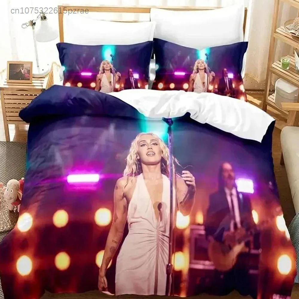 3D Print Miley Cyrus Singer Bedding Set Bedroom Soft Modern Bedspreads Comefortable Kids Duvet Cover Quilt Cover And Pillowcase