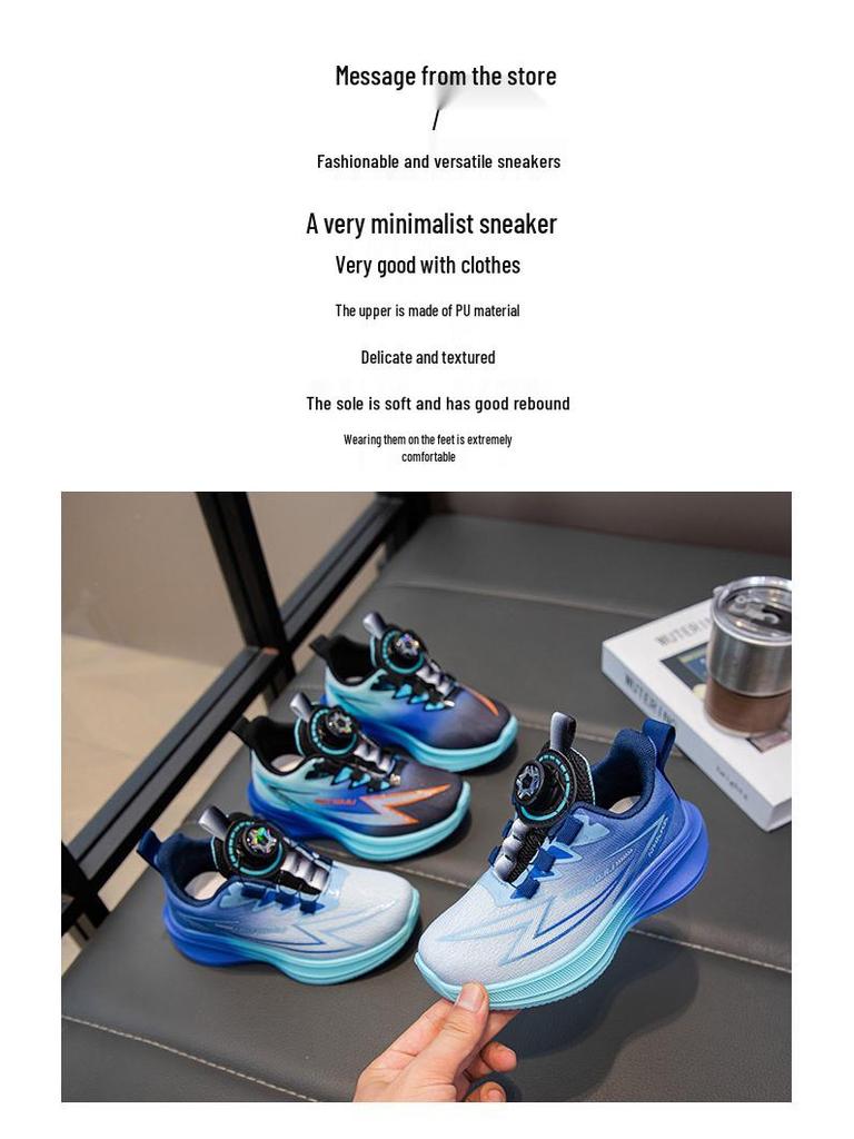 Breathable Boys' Mesh Sneakers - Spring & Autumn Shock-Absorbing Running Shoes with Soft Sole for Casual Wear