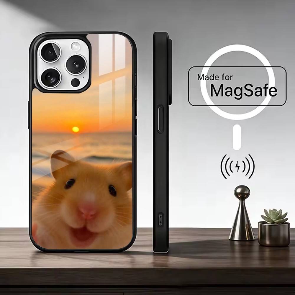 C-Cute Gym Hamster Phone Case For iPhone17,16,15,14,13,12,11 Plus,Pro Max Magnetic For Magsafe Wireless Charging