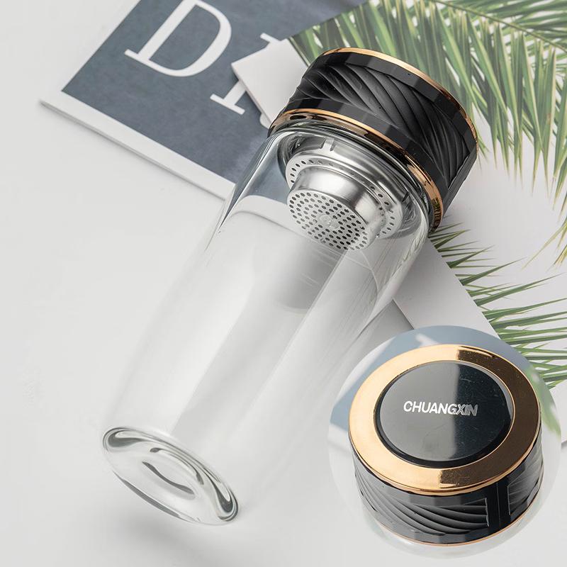 

MingZhanXuan High Borosilicate Glass Tea Infuser Cup - Black Gold Roman