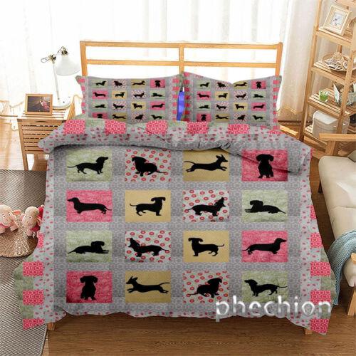 Set copripiumino e federa per bassotto 3D, set di biancheria da letto singolo, matrimoniale, queen size
