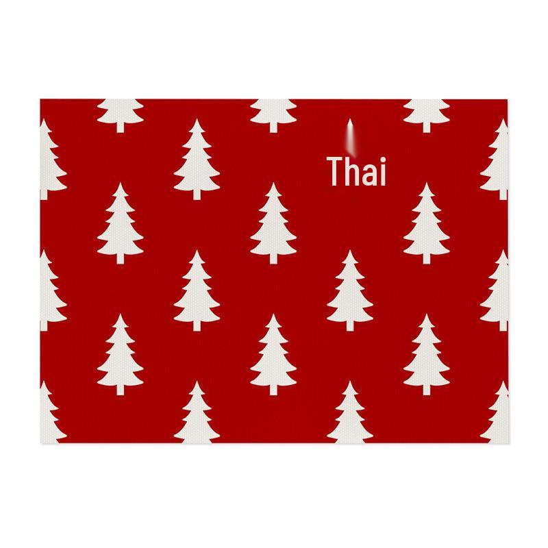 Christmas Print Cotton Linen Placemat – Heat Insulating, Waterproof Fabric for Kitchen Table Decor