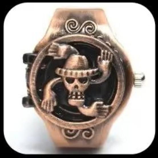 Luffy Franky Robin Pirate Japan Cartoon Animation Kid Finger Ring Watch Quartz Straw Hat Jewelry Gift Adjustable Silver Bronze Copper