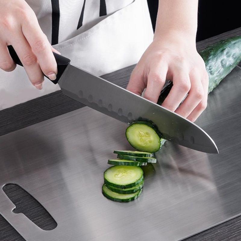 Meat Cutting Board Double Side Chopping Boards Unique Cutting Boards Stainless Steel Texture Suitable for Everyday Use