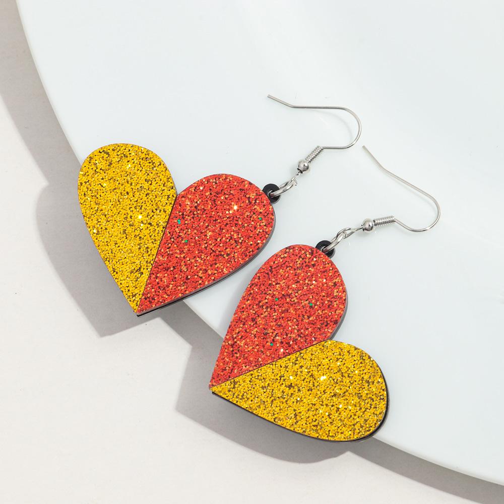 New Valentine's Day Heart Acrylic Earring for Women Creative Gold Powder Dual Color Love-Shape Drop Earrings Trendy Jewelry Gift