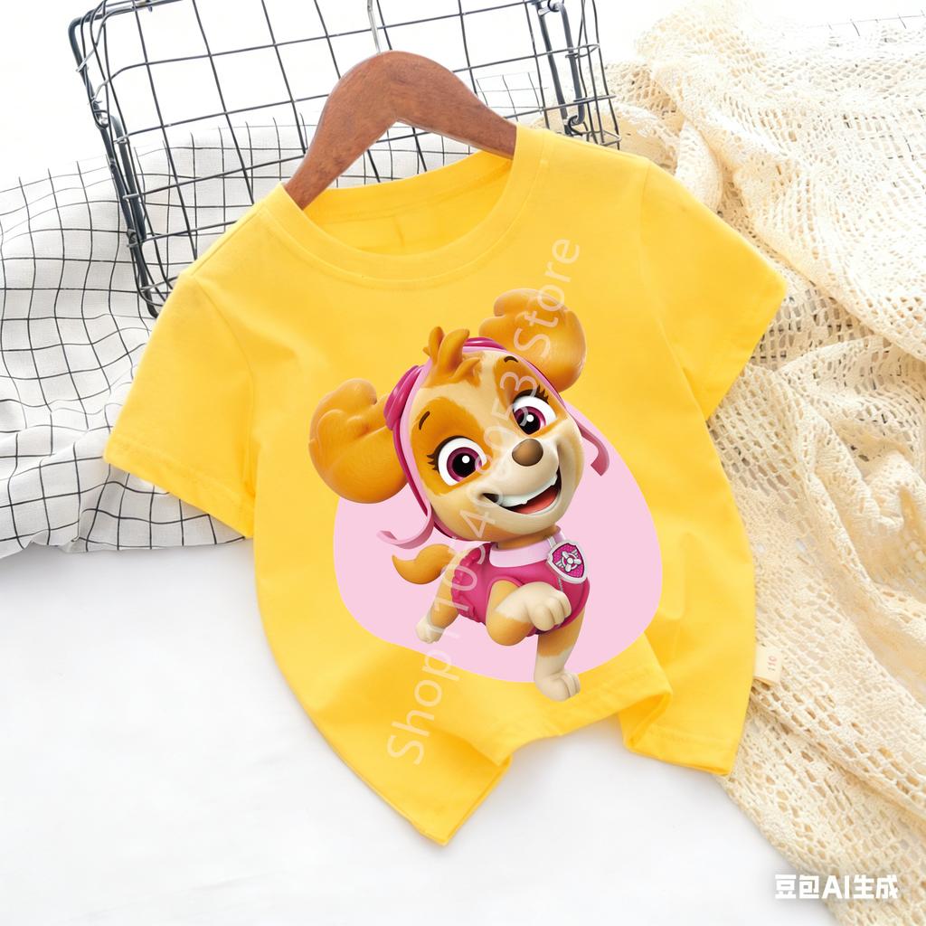 Paw Patrols Baby TShirt Girls Boys Clothes Cartoon Anime Chase Skye Figure Printed Toddler Tops Summer Clothes Gift