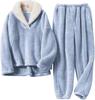 European-Size Christmas Pajamas: Plus Size Shu Cotton Fleece Long Sleeve Homewear Set