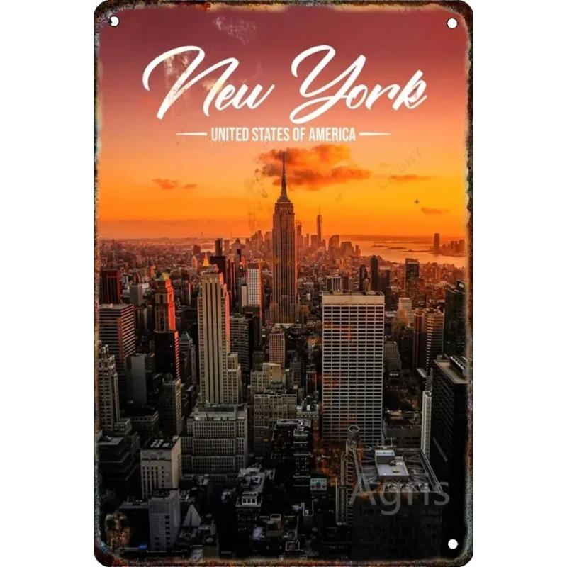 Metallschild New York Cityscape, Wandkunst zum Thema Reisen 20x30cm