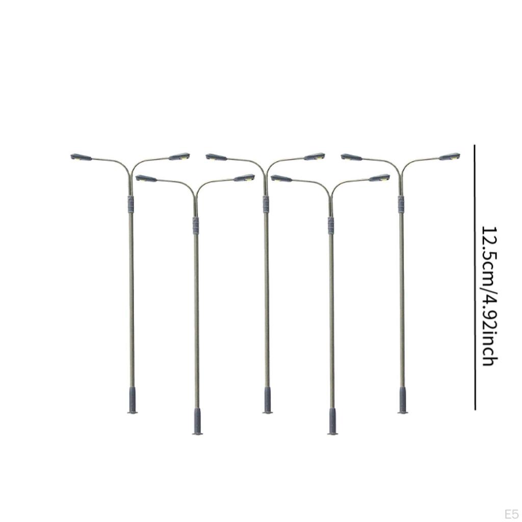 5 Pieces Mini Street Lights Model ,Outdoor Pathway Lantern Post, Railway Train Lamps Post for