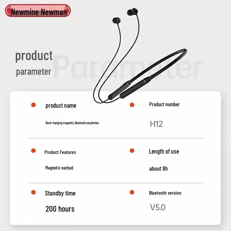 Newman H12 Wireless Neckband Bluetooth Sports Earphones
